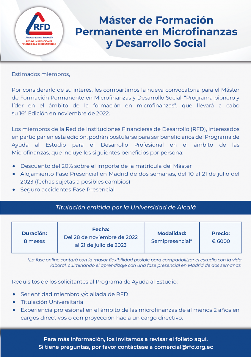 Máster Microfinanzas Alcalá 2022